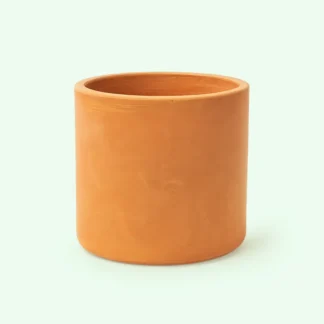 Maceta cilíndrica de barro artesanal
